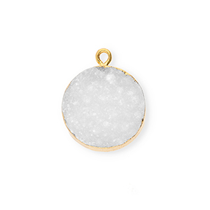 Natural stone charms Quartz round White-Gold