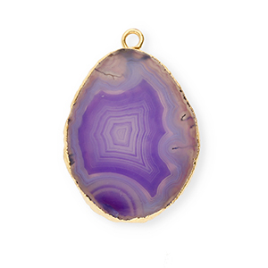 Natural stone charms Agate White-Purple-Gold