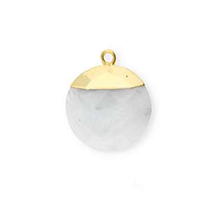 Natural stone charms moonstone round White-Gold