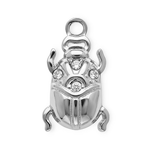 Stainless steel charms with strass beetle Silver-Crystal