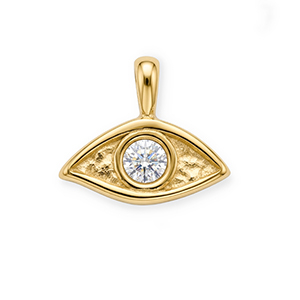 Stainless steel charms with strass eye Gold-Crystal