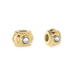 Stainless steel beads spacer with strass 6mm Gold-Crystal
