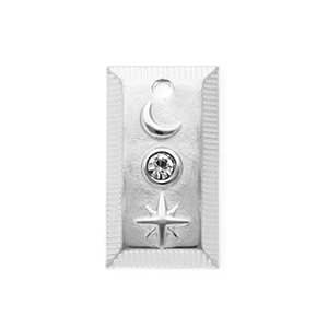 Stainless steel charms with strass rectangle with moon and star Silver-Crystal