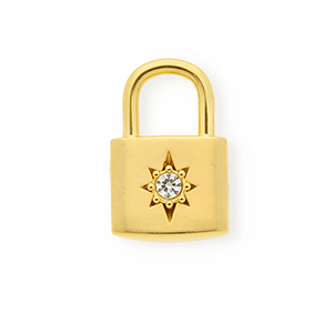 Stainless steel charms with strass clasp with star Gold-Crystal
