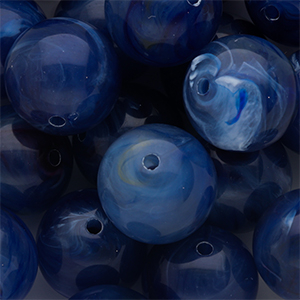 18 mm Acrylic beads round Dark blue-multicolour-white marble