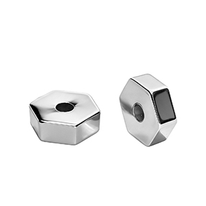 Acrylic beads hexagon Silver