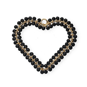 Top faceted charms heart Gold-Black