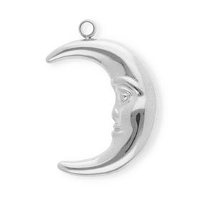 Stainless steel charms moon Silver