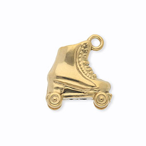 Stainless steel charms roller skate Gold