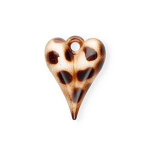 Statement charms heart with spots Dark Brown-White