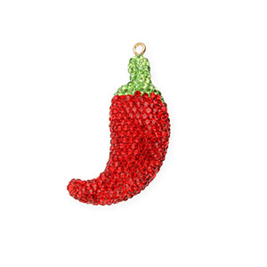 Statement charms chili pepper with strass Red-Light Green