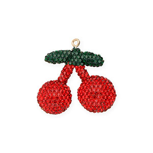 Statement charms cherries with strass Red-Dark green
