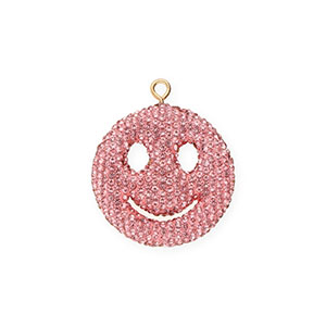 Statement charms smiley with strass Pink