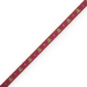 BY31&reg; Ribbon text Christmas trees & stars Bordeaux-Gold-Green