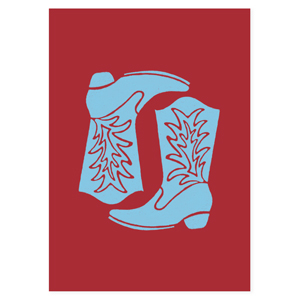 BY31&reg; Jewellery cards cowboy boot Burgundy Red-Light Blue