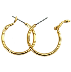 DQ European metal findings creole earrings 25mm Gold plated