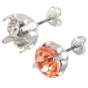 DQ metal findings earpins for SS29 chaton Silver 