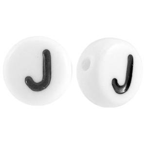 Acrylic letterbeads letter J White