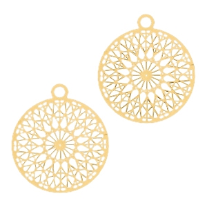 Bohemian charm round with ring 13 mm Gold