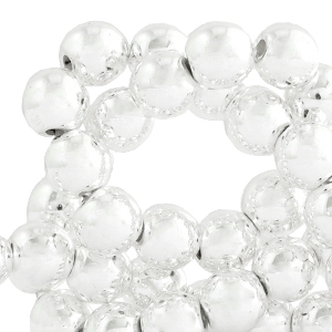 Round hematite beads 8mm metal coating  Silver