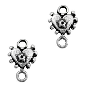 TQ metal charms connector heart Antique silver
