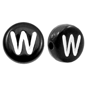 Acrylic letter beads letter W Black