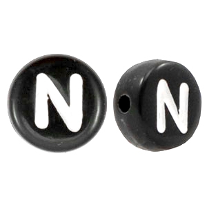 Acrylic letter beads letter N Black