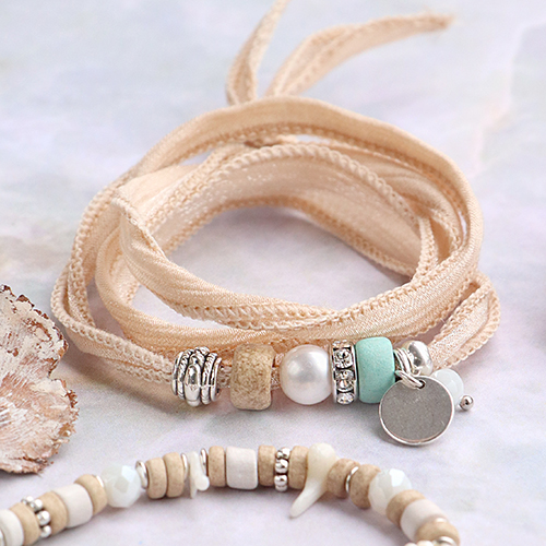 Summery bracelets and necklaces with various DQ Greek ceramic beads 