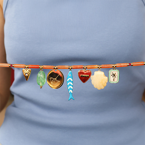 Create playful necklaces with stainless steel charms and letters