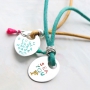 Cheerful ImpressArt jewellery, coloured with Vintaj Patina metal colouring