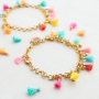 Trendy earrings and bracelets with mini tassels, DQ European metal charms and lobster clasps