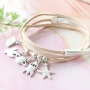 Bracelets with matching earrings of Designer Quality metal, genuine DQ European leather, ImpressArt and faceted beads