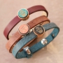Winter jewellery with wooden cabochons, Cuoio and macram&eacute; bead cord