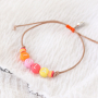 Cheerful jewellery with letter beads, fimo charms, wooden beads and Katsuki beads