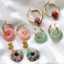 Get inspired and make these trendy earrings and bracelets with the natural stone disc carms and faceted beads! 