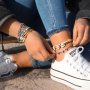 Make anklets, bracelets and necklaces with the Katsuki beads, cowrie shells, macram&eacute; bead cord and belcher chain 