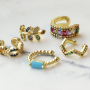 Take a look how to combine the zirconia ear cuffs with earrings