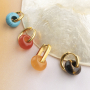 Elegant earrings and charms with natural stone beads rondelles