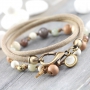 Beautiful natural beads made of jade and agate,threaded and with a knotted technique