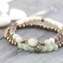 Beautiful natural beads made of jade and agate,threaded and with a knotted technique