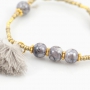 Pretty jewellery with marbled glassbeads,tassels, round sead beads and nice Designer Quality pearls and beads!