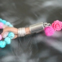 Faux eco nappa stitched leather and bright coloured beads put together as a trendy creation!