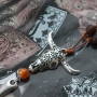 Marvelous jewellery with our fun DQ leather buffalo head pendants in a new smaller size!
