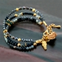 Jewellery set in a classy royal blue colour mixed with DQ metal gold