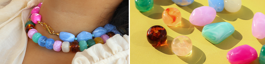 New collection of colourful acrylic beads